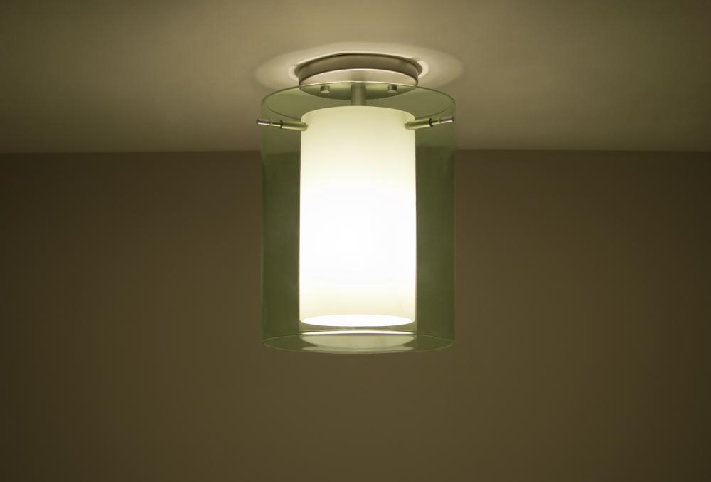 Besa Ceiling Pahu 8 Satin Nickel Transparent Olive/Opal 1x100W Medium Base