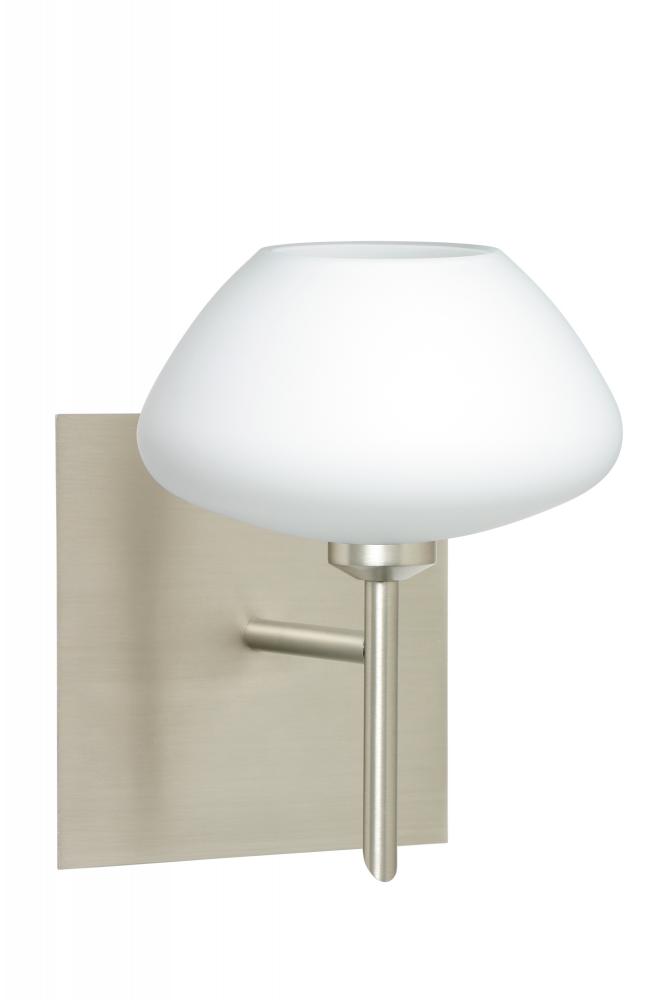 Besa Wall With SQ Canopy Peri Satin Nickel Opal Matte 1x5W LED