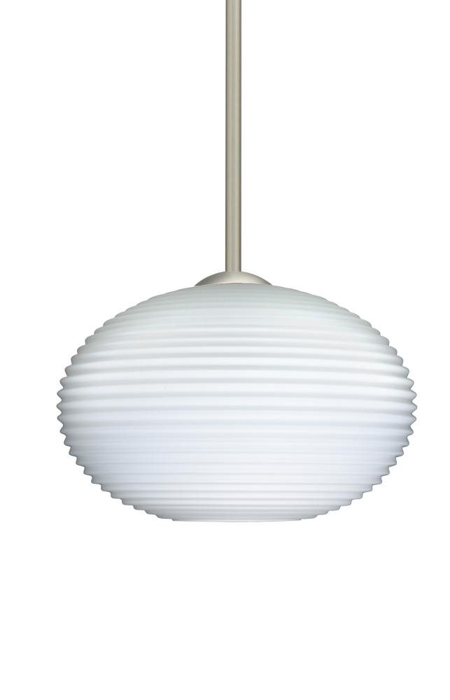 Besa Stem Pendant Pape 10 Satin Nickel Opal Ribbed 1x75W Medium Base