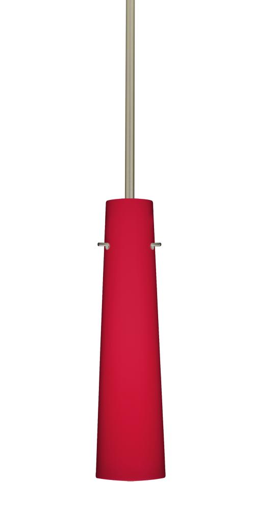 Besa Camino Stem Pendant Satin Nickel Ruby Matte 1x40W Halogen, 15Ft. Cord