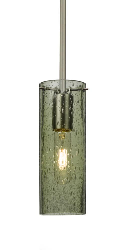 Besa, Juni 10 Stem Pendant, Moss Bubble, Satin Nickel, 1x60W Medium Base