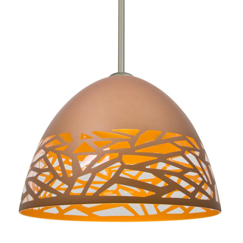 Besa Kiev Stem Pendant, Copper, Satin Nickel Finish, 1x9W LED, 15Ft. Cord