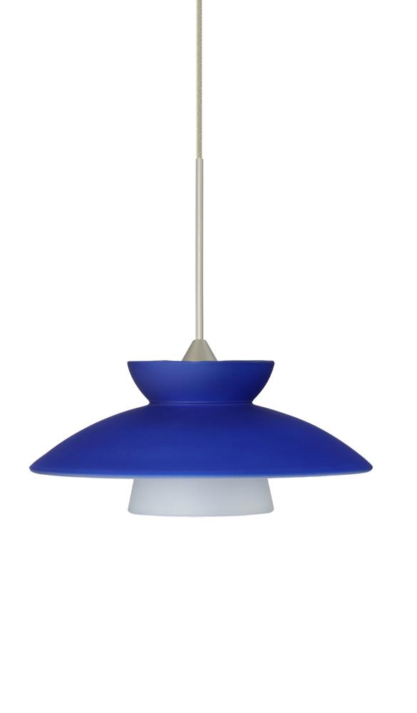 Besa Pendant Trilo 7 Satin Nickel Blue Matte 1x5W LED