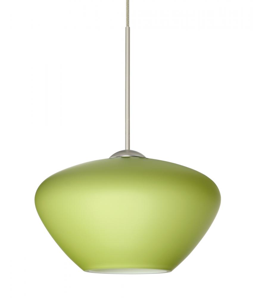 Besa Pendant Peri Satin Nickel Chartreuse 1x5W LED, 15Ft. Cord