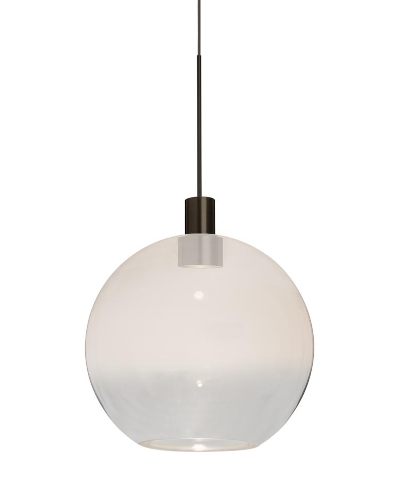 Besa, Newton 8 Cord Pendant, Milky White/Clear, Bronze Finish, 1x3W LED