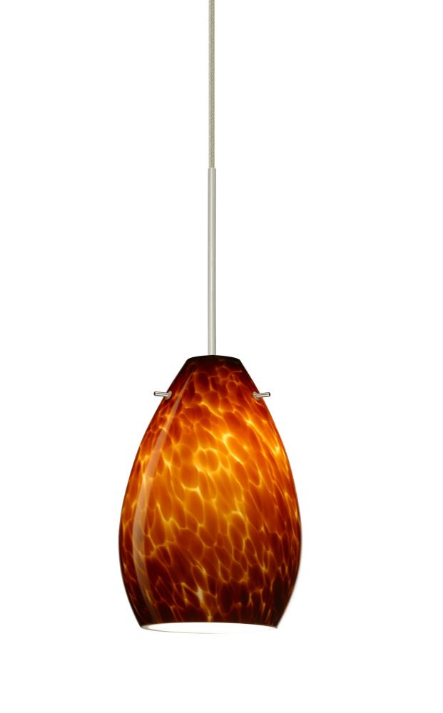 Besa Pendant Pera 6 Satin Nickel Amber Cloud 1x5W LED, 15Ft. Cord