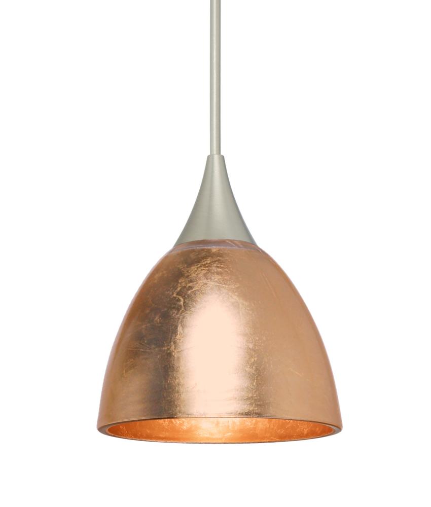 Besa Divi Pendant, Copper Foil, Satin Nickel, 1x50W Halogen, 15Ft. Cord