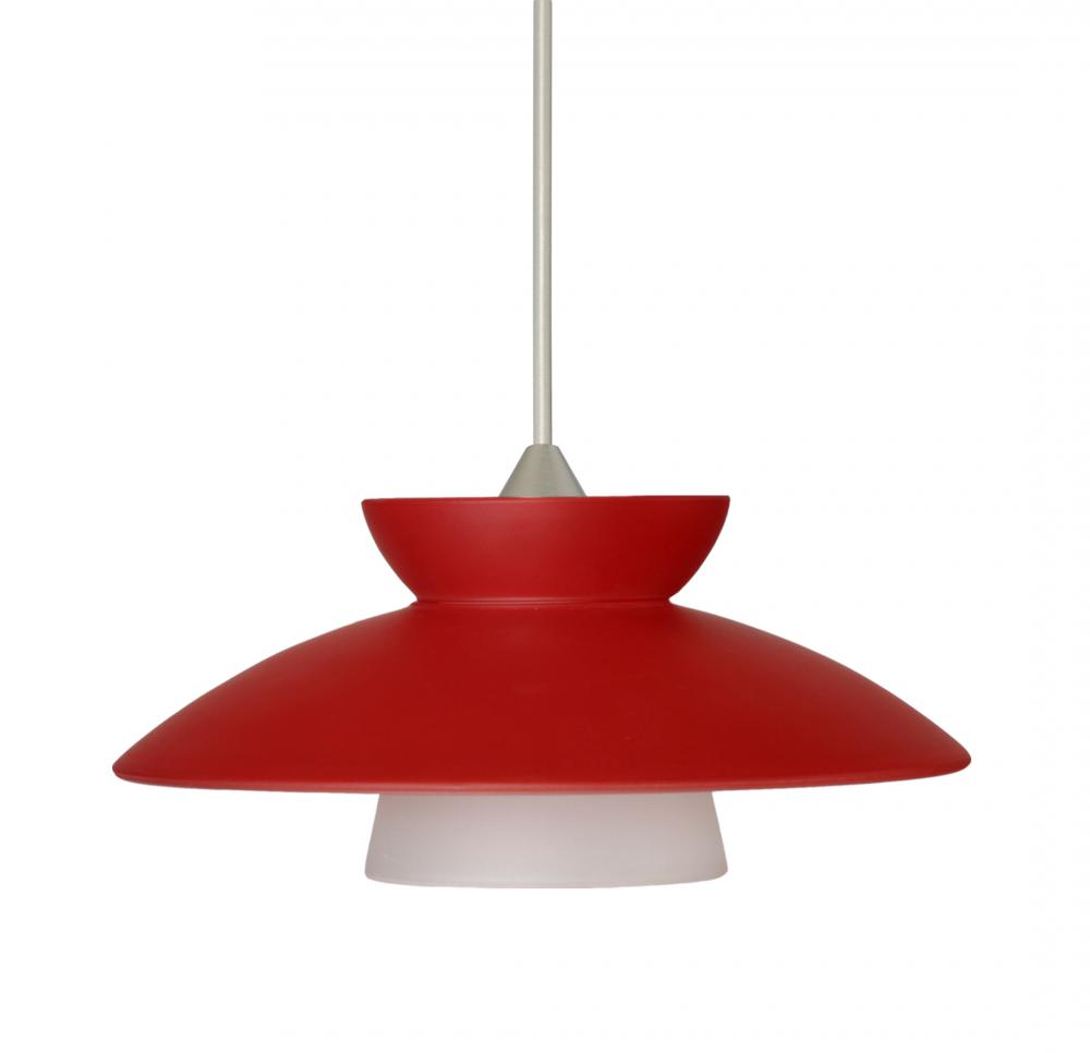 Besa Pendant Trilo 7 Satin Nickel Red Matte 1x5W LED, 15Ft. Cord