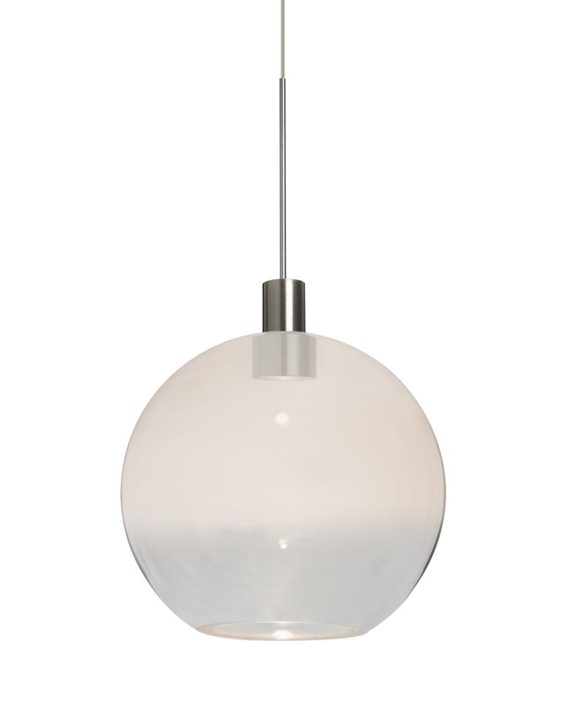 Besa, Newton 8 Cord Pendant, Milky White/Clear, Satin Nickel Finish, 1x3W LED