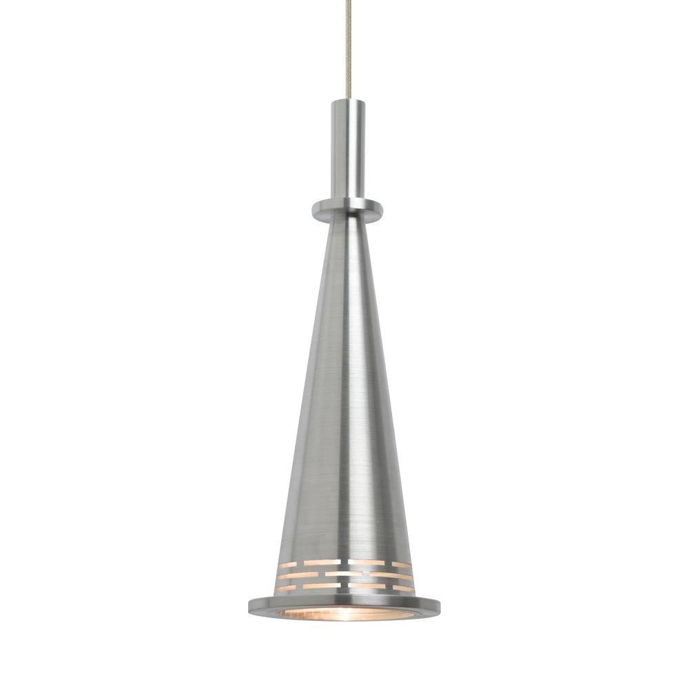 Besa, Prince Cord Pendant, Satin Nickel Cone, Satin Nickel Finish, 1x9W LED