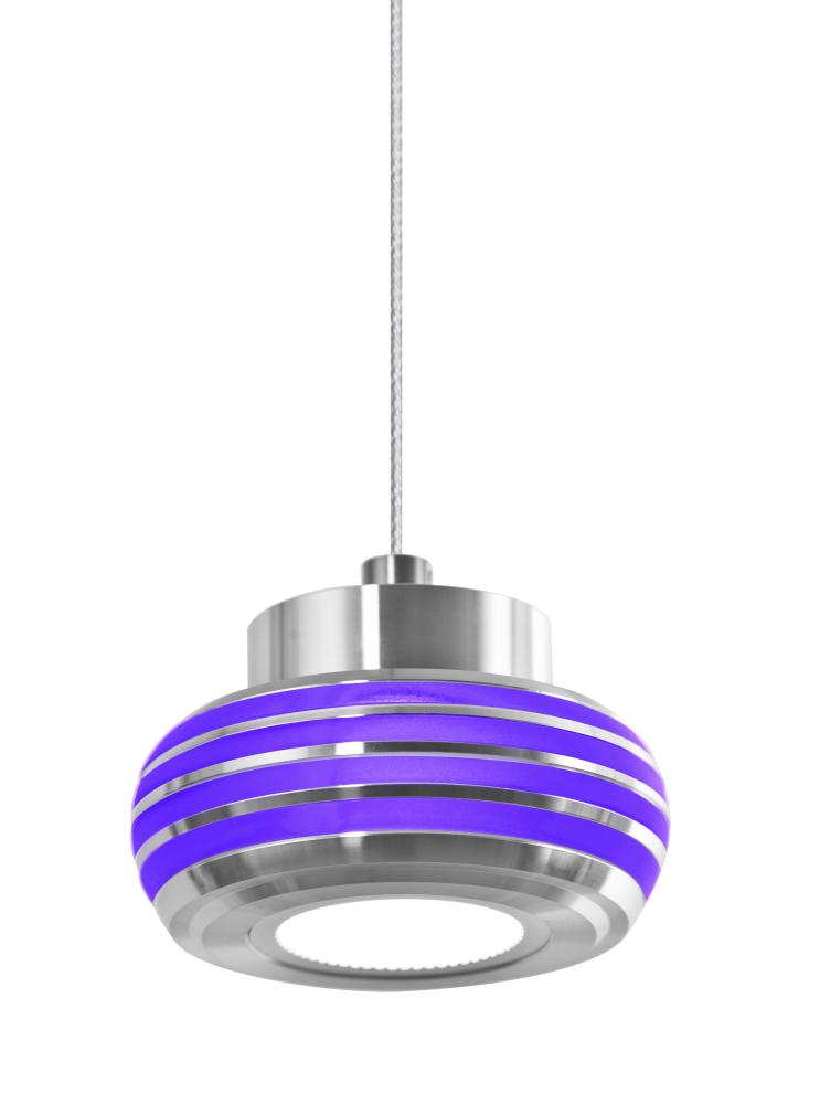 Besa, Flower Cord Pendant, Purple/Purple, Satin Nickel Finish, 1x6W LED