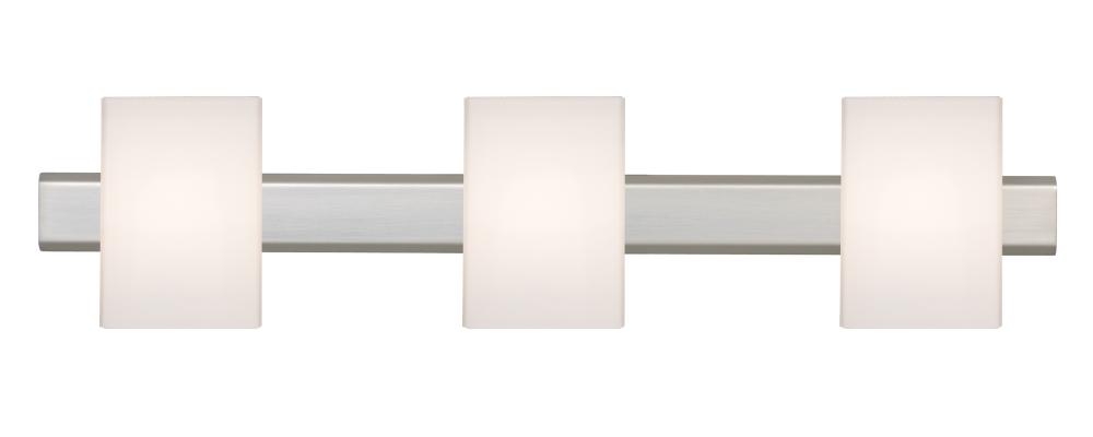 Besa, Tito Vanity, Opal Matte, Satin Nickel Finish, 3x5W LED