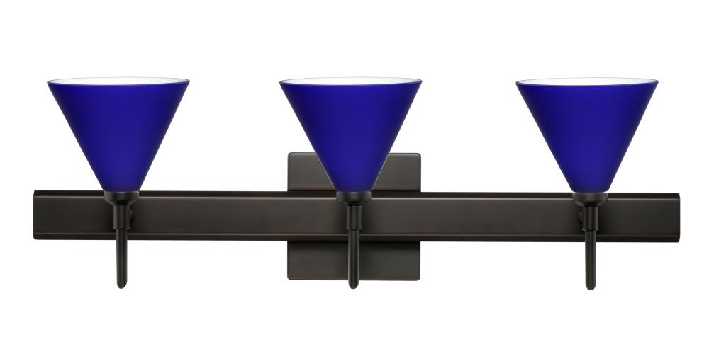 Besa Wall With SQ Canopy Kani Bronze Cobalt Blue Matte 3x5W LED