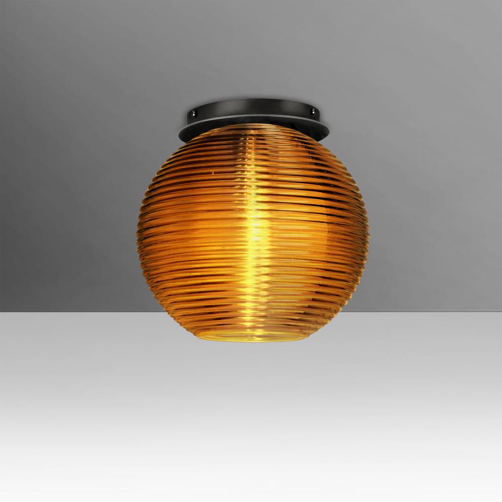 Besa Kristall 8 Ceiling, Amber, Black FInish, 1x60W E26 Base