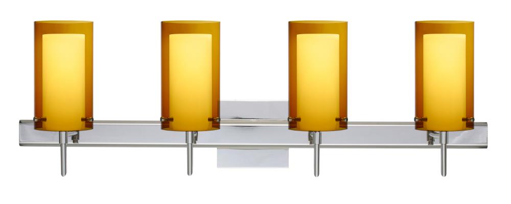 Besa Pahu 4 Wall With SQ Canopy 4SW Transparent Armagnac/Opal Chrome 4x5W LED