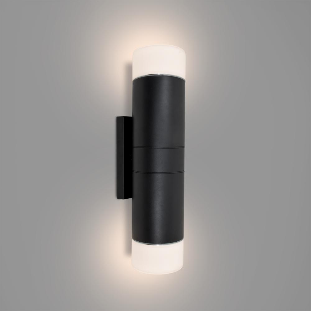 Besa Kaya 24 Sconce, Satin White Glass, Black Finish, 2x60W Medium Base