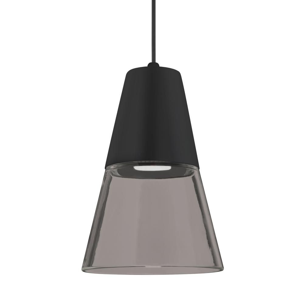 Besa Timo 6 Pendant,Smoke/Black, Black Finish, 1x9W LED