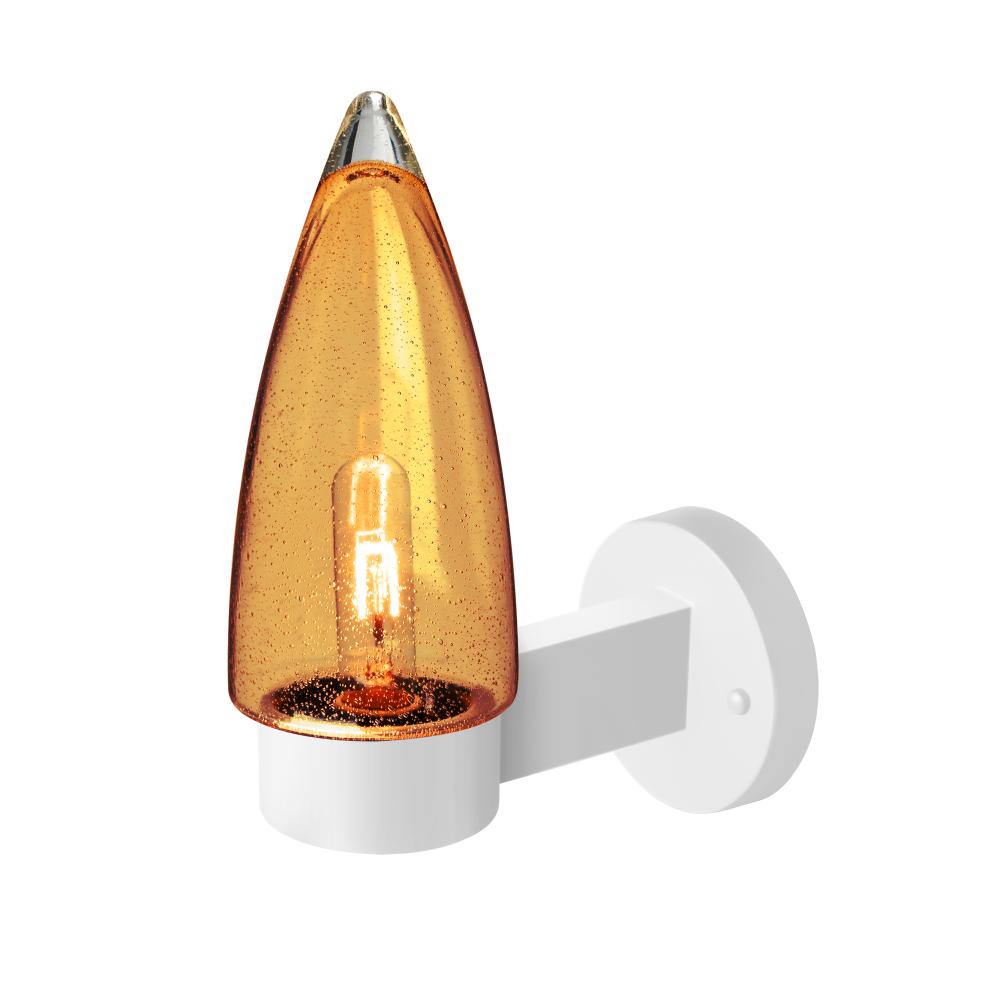 Sulu Outdoor Sconce, Amber Bubble, White Finish, 1x5W LED Filament