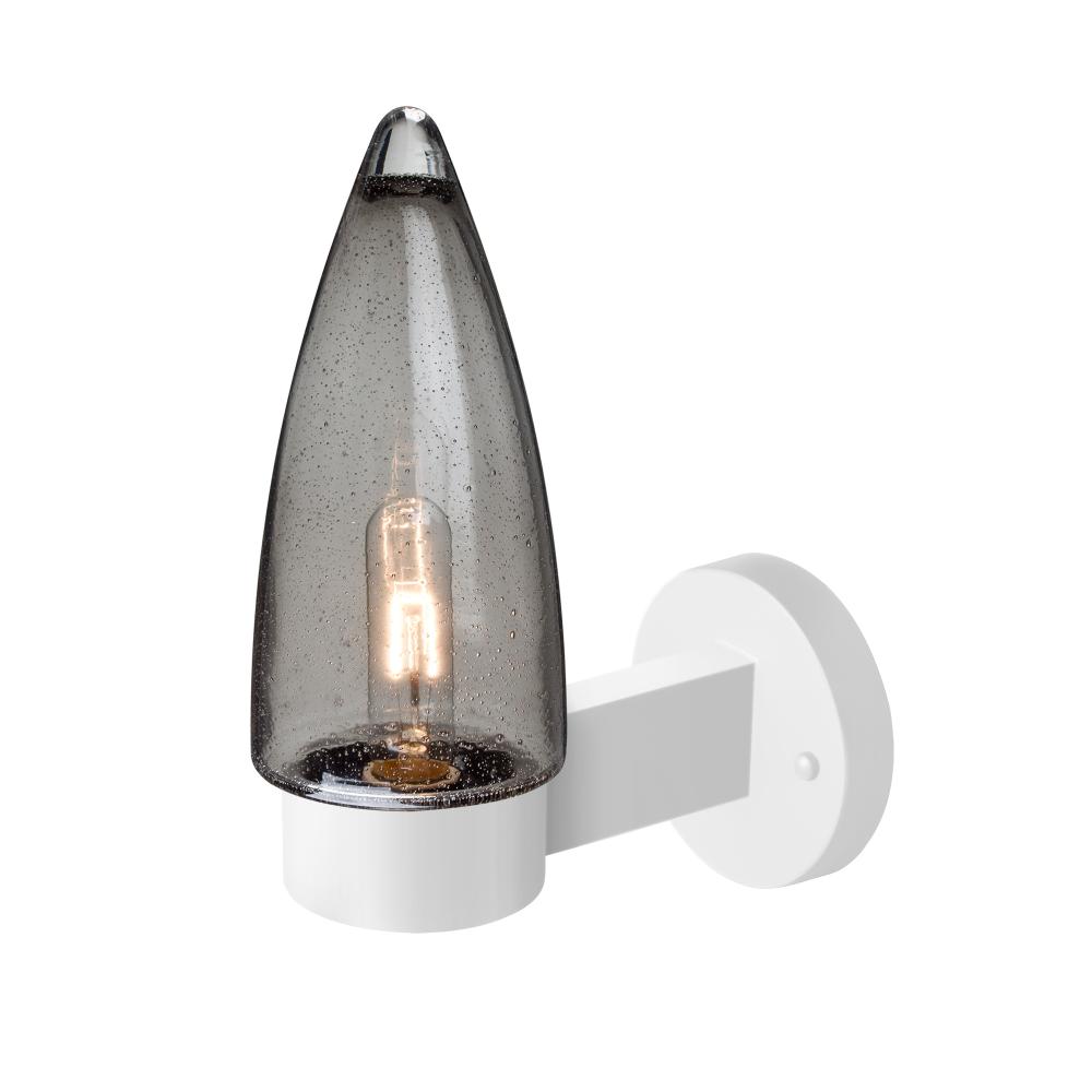 Sulu Outdoor Sconce, Smoke Bubble, White Finish, 1x5W LED Filament