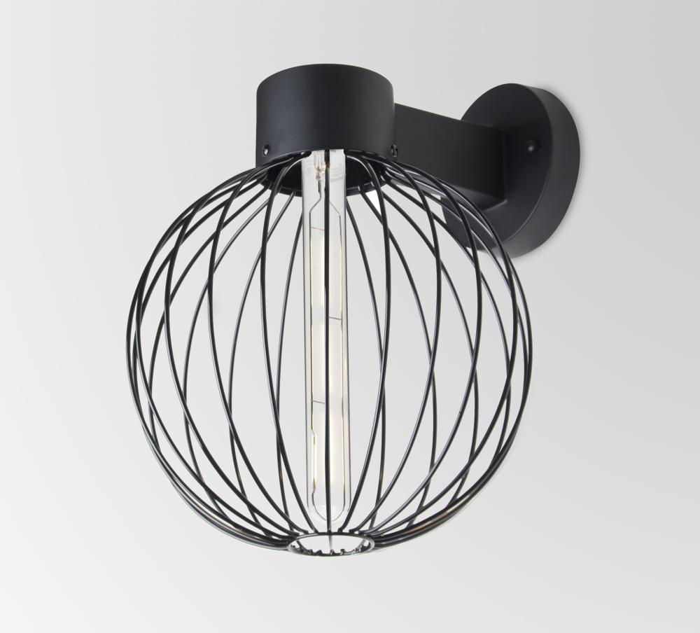 Besa, Sultana Globe Wall Sconce, Black Finish, 1x60W T8