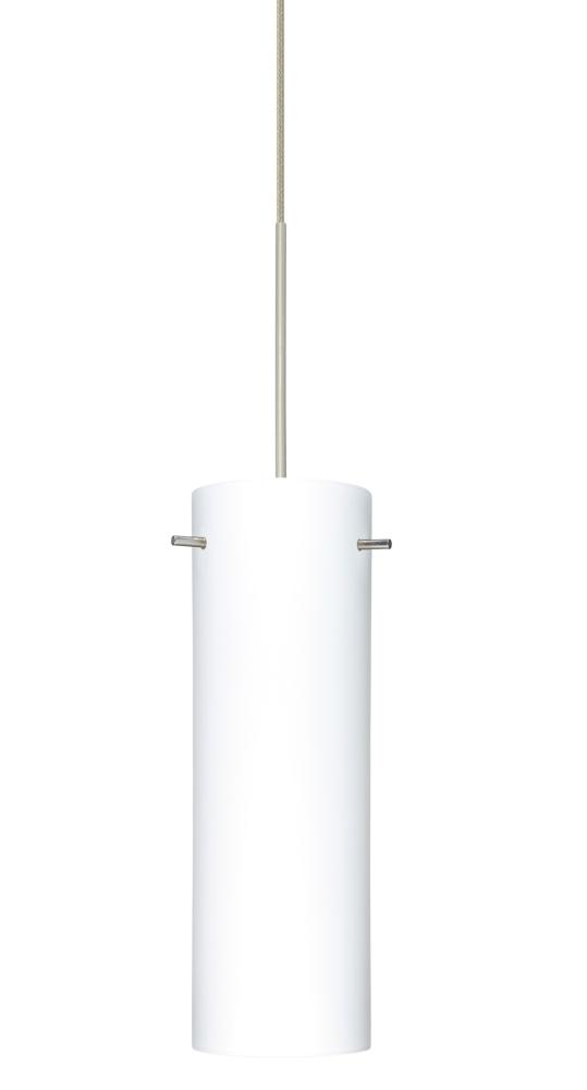 Besa Copa Pendant, Opal Matte, Satin Nickel, 1x50W Halogen