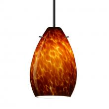 Besa Lighting 1BC-171318-BK - Besa Pendant Pera 6, Black Finish, Amber Cloud 1x50W Candelabra