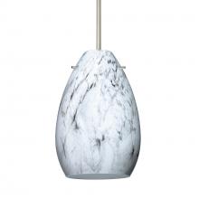 Besa Lighting 1BC-1713MG-SN-L - Besa Pendant Pera 6 Satin Nickel Marble Grigio 1x50W Candelabra, 15Ft Cord