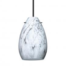 Besa Lighting 1BT-1713MG-LED-BK - Besa Pendant Pera 6, Black Finish, Marble Grigio 1x5W LED