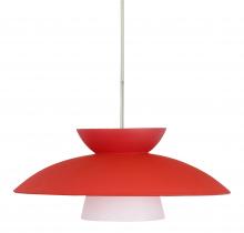 Besa Lighting 1JC-451331-LED-SN-L - Besa Trilo 15 Pendant Red Matte Satin Nickel 1x9W LED, 15Ft. Cord