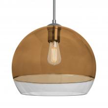Besa Lighting 1JC-ALLY12AM-EDIL-SN-L - Besa, Ally 12 Cord Pendant, Amber/Clear, Satin Nickel Finish, 1x5W LED Filament, 15Ft. Cord