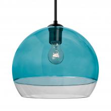 Besa Lighting 1JC-ALLY12BL-BK - Besa, Ally 12 Cord Pendant, Coral Blue/Clear, Black Finish, 1x60W Medium Base