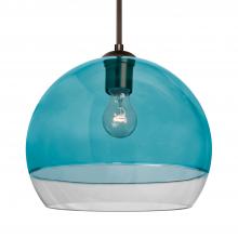 Besa Lighting 1JC-ALLY12BL-BR-L - Besa, Ally 12 Cord Pendant, Coral Blue/Clear, Bronze Finish, 1x60W Medium Base, 15Ft. Cord