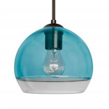 Besa Lighting 1JC-ALLY8BL-BR-L - Besa, Ally 8 Cord Pendant, Coral Blue/Clear, Bronze Finish, 1x60W Medium Base, 15Ft. Cord