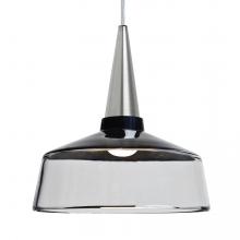 Besa Lighting 1JC-BARON10BK-LED-SN-L - Besa, Baron 10 Cord Pendant, Black/Clear, Satin Nickel Finish, 1x9W LED, 15Ft. Option