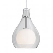 Besa Lighting 1JC-ELLE11CL-LED-SN-L - Besa, Elle 11 Cord Pendant, Clear, Satin Nickel Finish, 1x9W LED, 15Ft Option