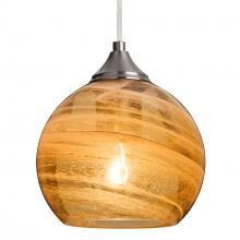 Besa Lighting 1JC-JILLYAM-SN-L - Besa, Jilly Cord Pendant, Vapor Amber, Satin Nickel Finish, 1x60W Medium Base, 15Ft. Cord