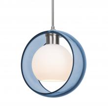 Besa Lighting 1JC-MANABL-LED-SN-L - Besa Mana Pendant, Blue/Opal, Satin Nickel Finish, 1x9W LED, 15Ft. Cord