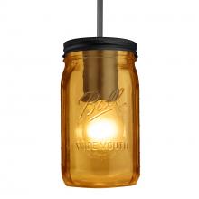 Besa Lighting 1JC-MILO4AM-BK - Besa Pendant Milo 4 Black Amber 1x40W Medium Base A15