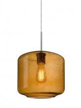 Besa Lighting 1JC-NILES10AM-EDIL-SN-L - Besa Niles 10 Pendant, Amber Bubble, Satin Nickel Finish, 1x4W LED Filament, 15Ft. Cord