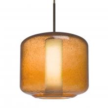 Besa Lighting 1JC-NILES10AO-BR-L - Besa Niles 10 Pendant, Amber Bubble/Opal, Bronze Finish, 1x60W Medium Base T10, 15Ft. Cord
