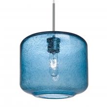 Besa Lighting 1JC-NILES10BL-SN-L - Besa Niles 10 Pendant, Blue Bubble, Satin Nickel Finish, 1x60W Medium Base T10, 15Ft. Cord