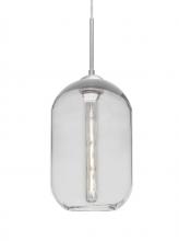 Besa Lighting 1JC-OMEGA12CL-EDIL-SN-L - Besa, Omega 12 Cord Pendant, Clear, Satin Nickel Finish, 1x5W LED Filament, 15Ft. Cord