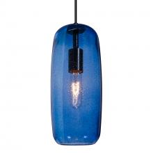 Besa Lighting 1JC-PINOT13BL-EDIL-BK-L - Besa, Pinot 13 Cord Pendant, Blue Bubble, Black FInish 1x4W LED Filament, 15Ft. Cord