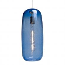 Besa Lighting 1JC-PINOT18BL-EDIL-SN-L - Besa, Pinot 18 Cord Pendant, Blue Bubble, Satin Nickel FInish 1x4W LED Filament, 15Ft. Cord