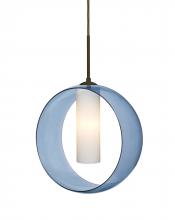 Besa Lighting 1JC-PLATOBL-LED-BR - Besa, Plato Cord Pendant, Blue/Opal, Bronze Finish, 1x5W LED