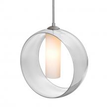 Besa Lighting 1JC-PLATOCL-SN-L - Besa, Plato Cord Pendant, Clear/Opal, Satin Nickel Finish, 1x60W Medium Base, 15Ft. C