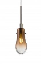 Besa Lighting 1JC-WISHAM-SN - Besa, Wish Cord Pendant, Amber/Clear, Satin Nickel Finish, 1x40W E12 Base