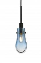 Besa Lighting 1JC-WISHBL-EDIL-BK - Besa, Wish Cord Pendant, Blue/Clear, Black Finish, 1x4W LED Filament