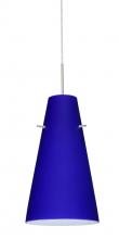 Besa Lighting 1JT-4124CM-SN-L - Besa Cierro Pendant Satin Nickel Cobalt Blue Matte 1x100W Medium Base, 15Ft. Cord