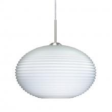 Besa Lighting 1JT-491207-SN-L - Besa Pendant Pape 10 Satin Nickel Opal Ribbed 1x100W Medium Base, 15Ft. Cord